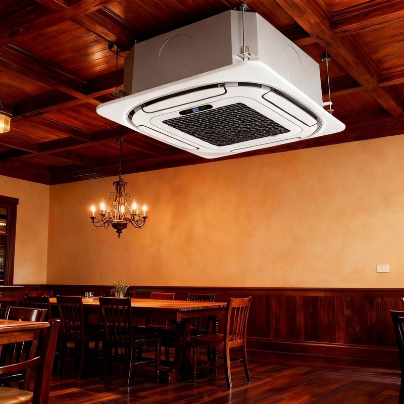 Ceiling Air Conditioner 9000 BTU Ceiling Cassette Mini Split AC 8-way 23 SEER2 gallery
