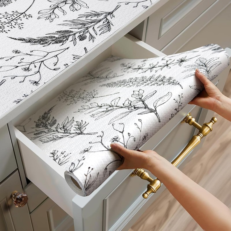 Shelf Liner for Kitchen Cabinets Drawer Shelf Waterproof Non Slip Floral 23.6... gallery