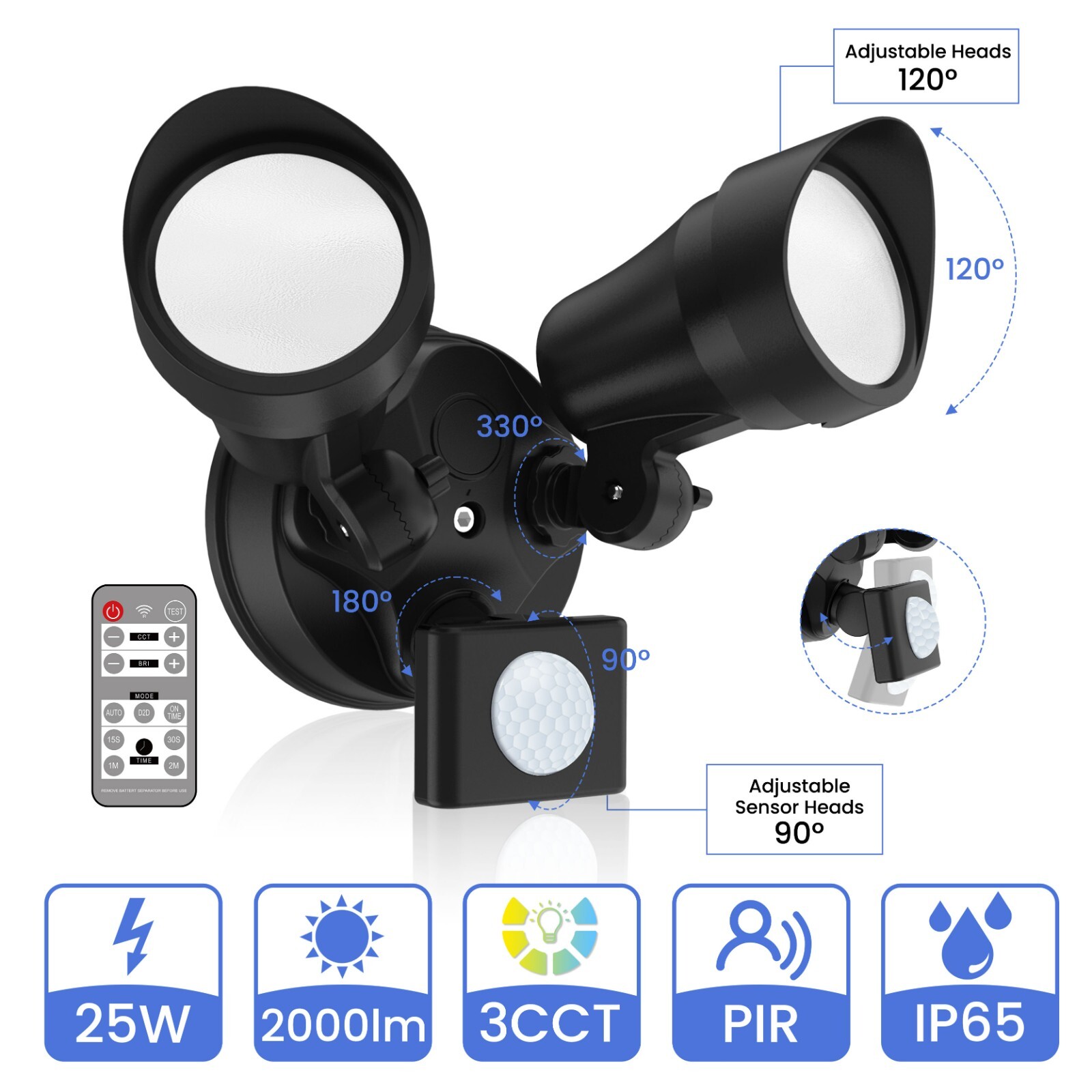 2000lm LED Security Lights PIR Motion Sensor / D2D Outdoor Yard 3CCT Wall Light gallery