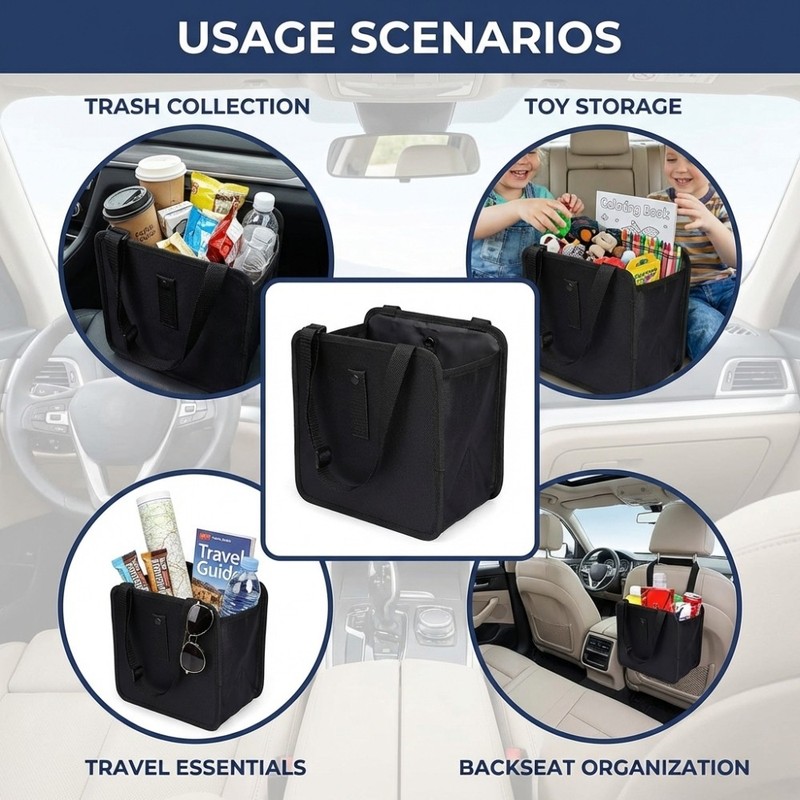 Universal Car Waterproof Storage Bag Box Hanging Trash Tin for Rear Seat gallery
