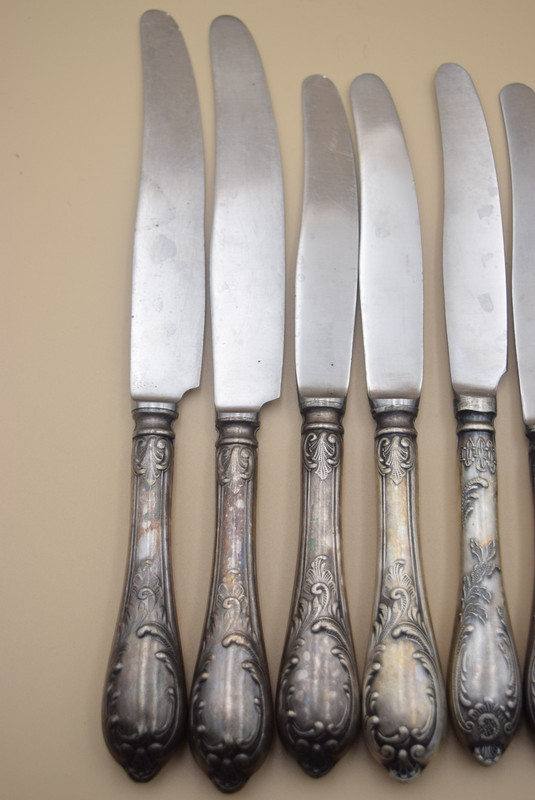 14 Vintage USSR Soviet Flatware Set 9 Knives 5 Dinner Forks 3ill Hep Melchior gallery