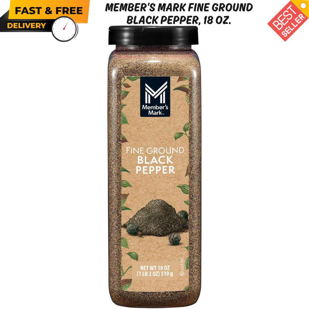 Member's Mark Fine Ground Black Pepper, 18 oz. Kosher, FRESH, NEW, FREE SHIPPING gallery