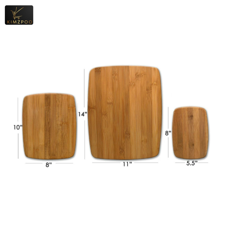 3Pc Bamboo Cutting Board Set Kitchen Chopping Boards Food Prep Serving gallery