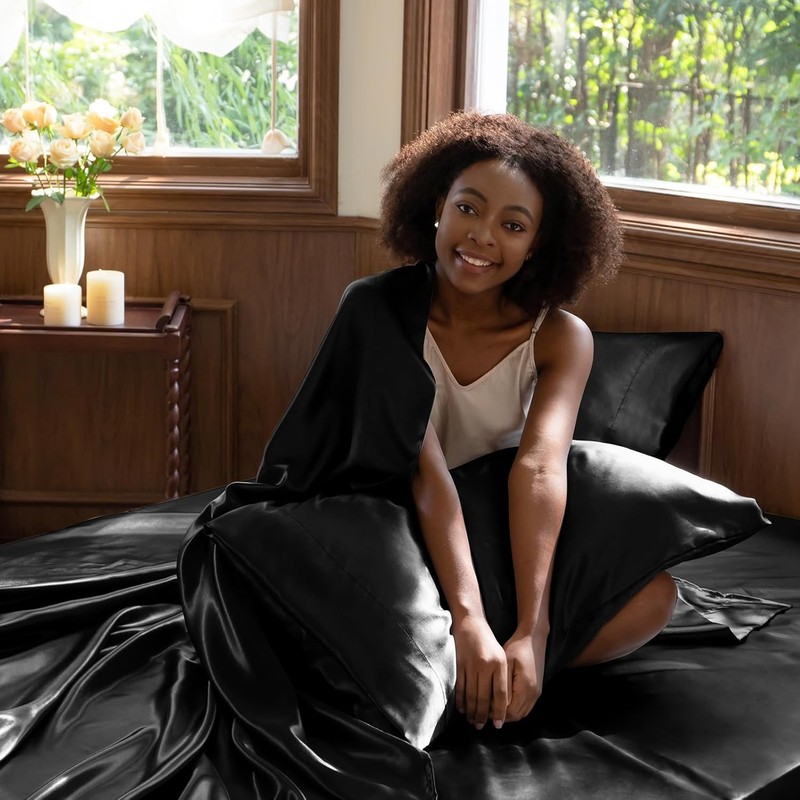 Satin Sheets Queen Size Bed Set - Silky Soft Bedding Similar to Silk, 4 Piece gallery