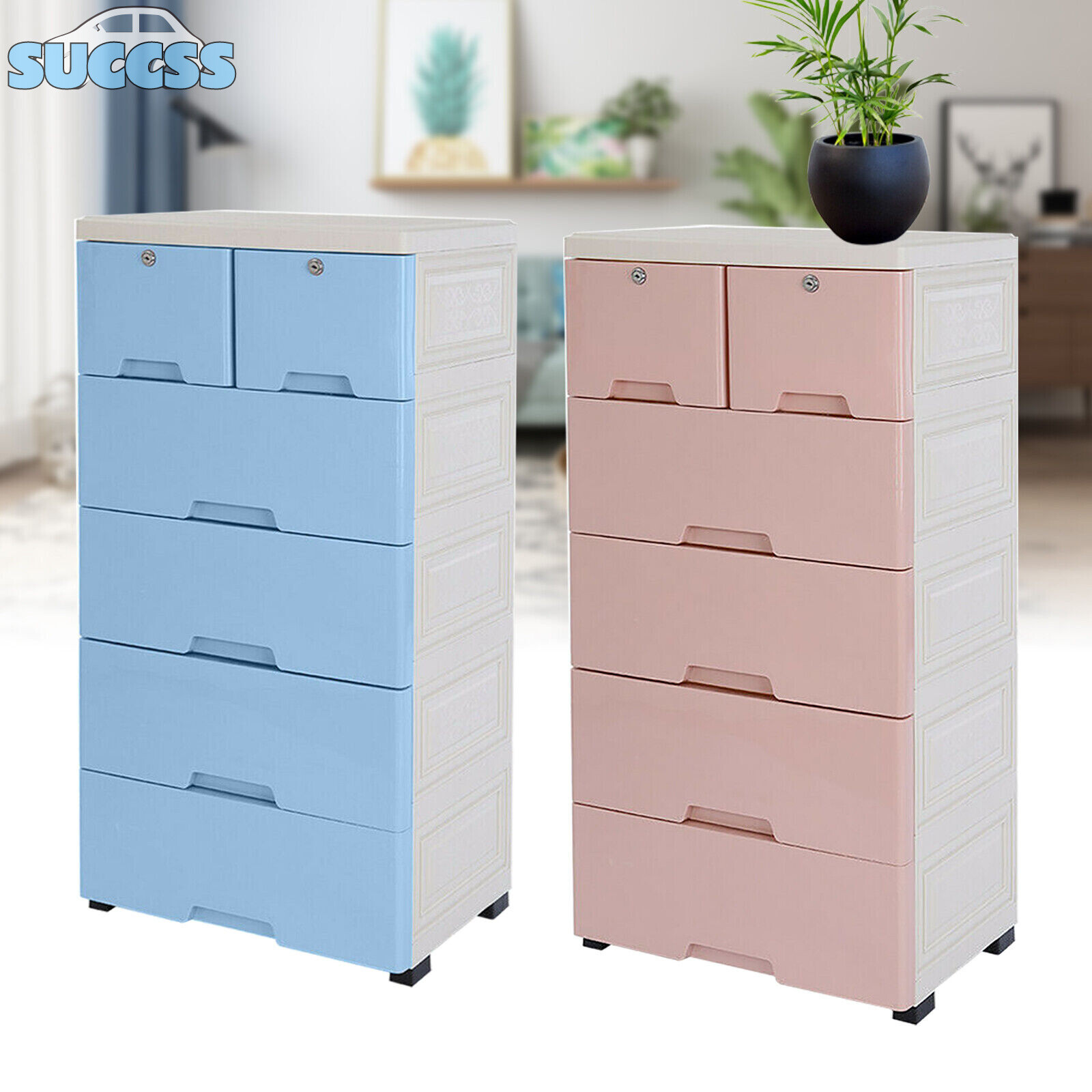 Plastic Storage Dresser Bedroom 6 Drawer Clothes Organizer Tower Cabinet Office gallery