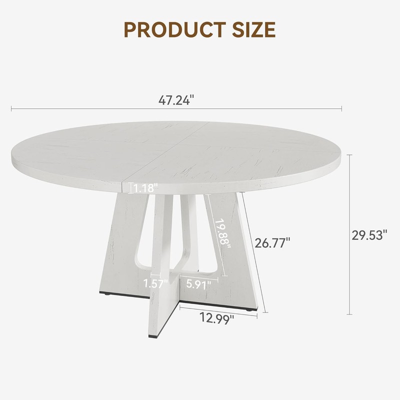 47 in Round Dining Table Set for 4 to 6 Person Wood Dinner Table with Wood Legs gallery