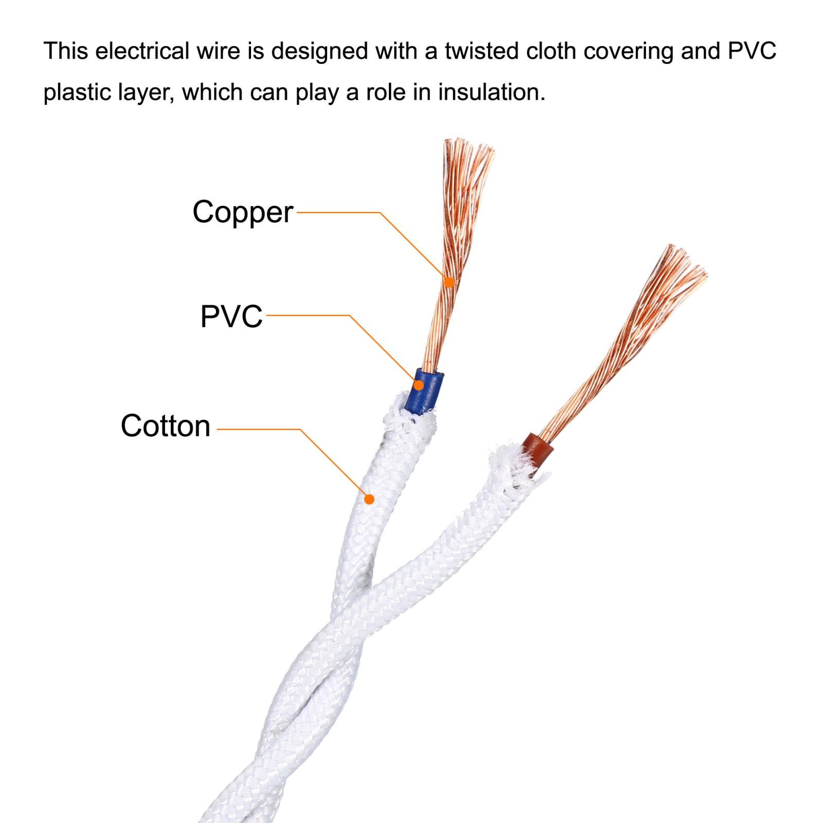 Twisted Cloth Covered Wire 2 Core 18AWG 10m/32.8ft,Electrical Cable,White gallery