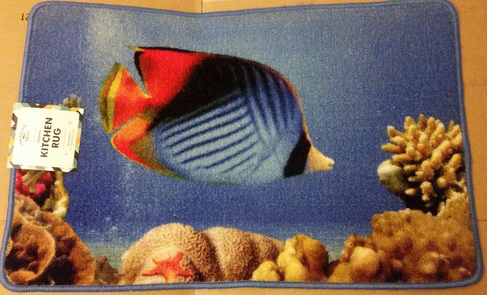 PRINTED NYLON KITCHEN RUG (nonskid back) (18" x 30") FISH IN THE OCEAN by AL gallery