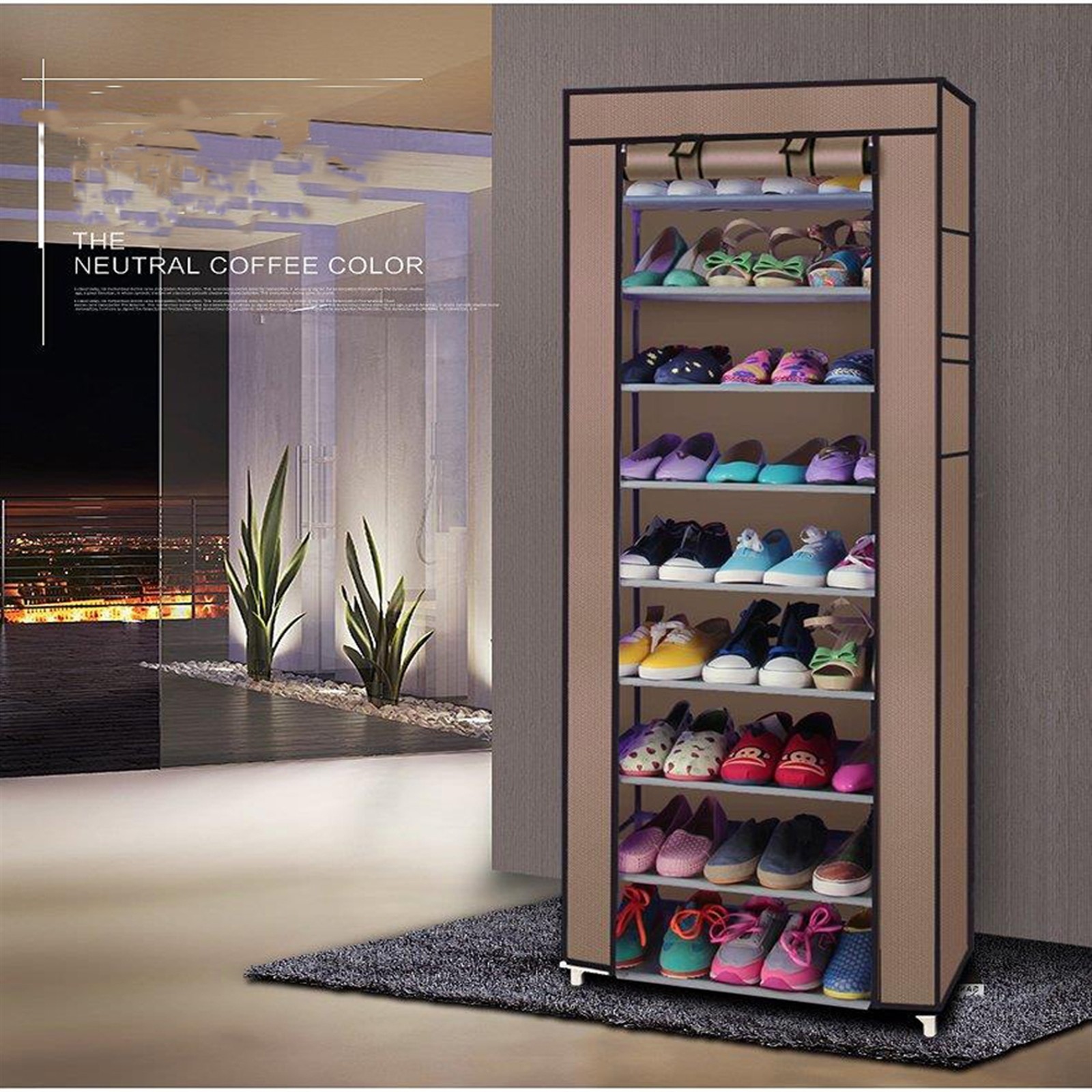 Shoe Cabinet Dust-Proof Coffee Shoe Rack Non-Woven Fabric Room-Saving With Zippe gallery