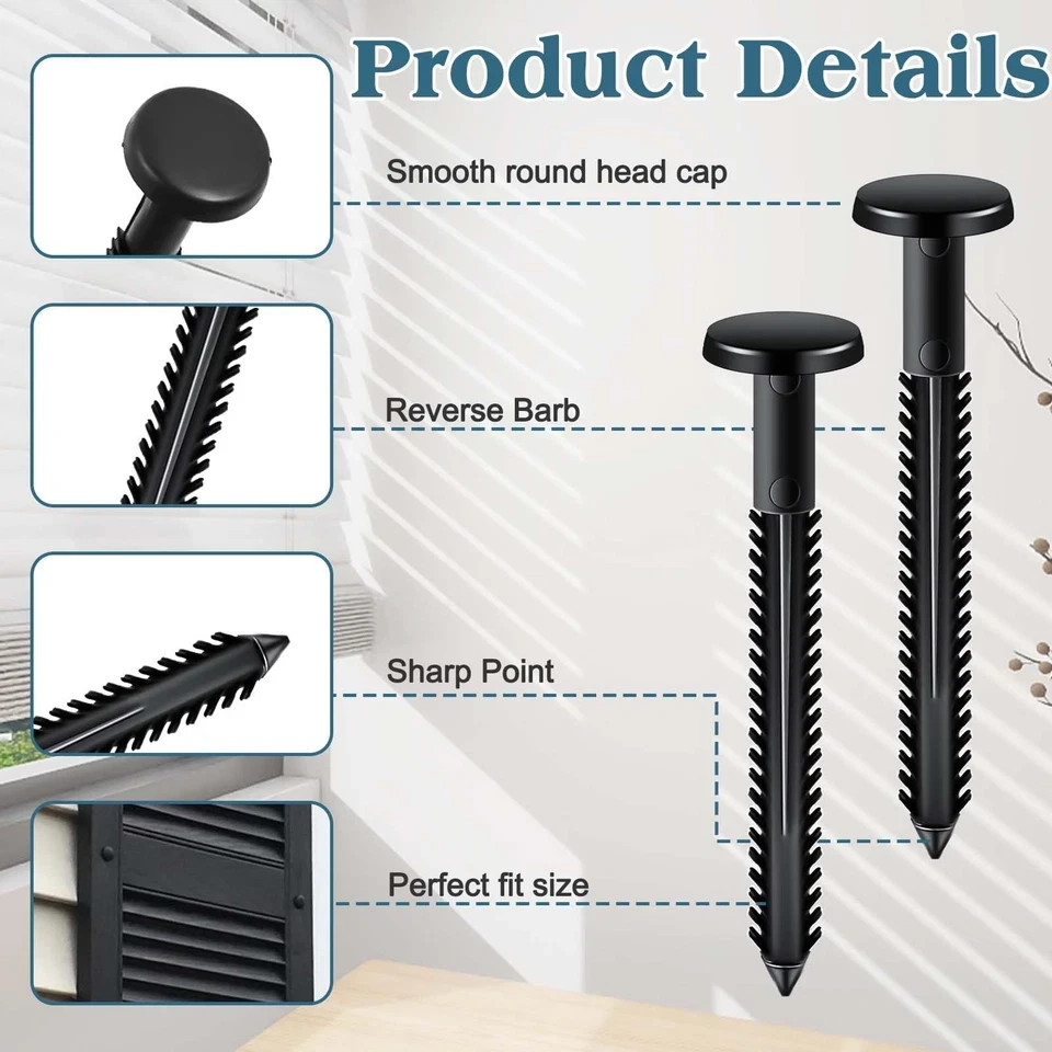 30Pcs 3 Inch Vinyl Shutter Fasteners, Black Window Shutter Panel Pegs Shutter... gallery