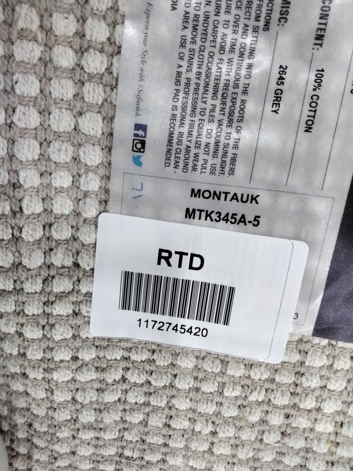 IVORY / GREY 5' X 8' Spot on Rug, Reduced Price 1172745420 MTK345A-5 gallery