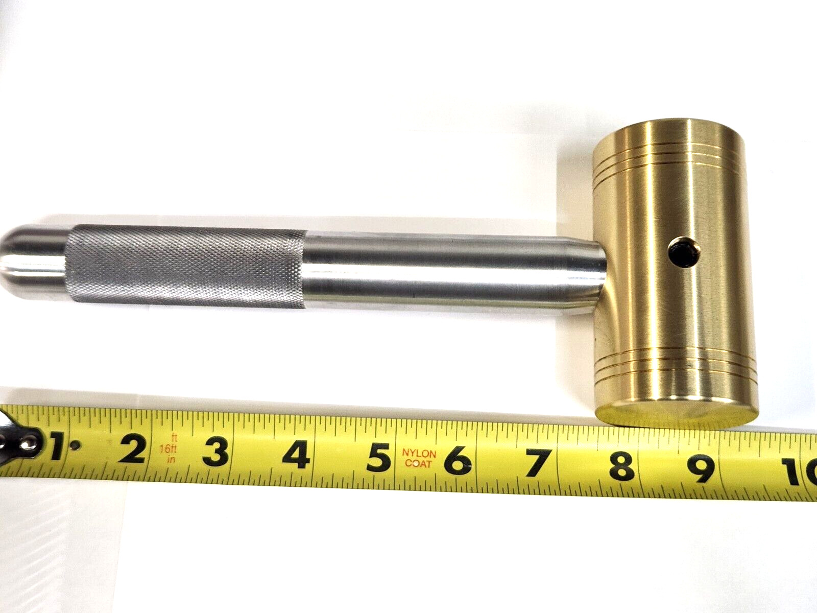3 POUND BRASS HAMMER* KNURLED 1" SOLID ALUMINUM 7-1/2" HANDLE*MADE IN USA* gallery