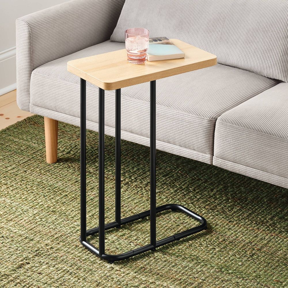 Mixed Material Rectangle Top C Table Natural Wood - Room Essentials gallery