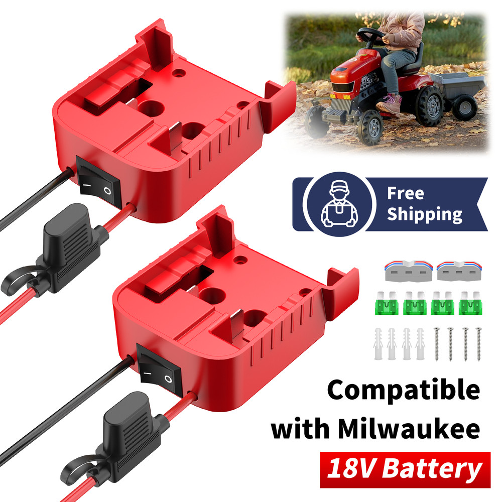 2 Pcs Power Wheel Adapter Compatible With Milwaukee 18V Battery for DIY RC Car