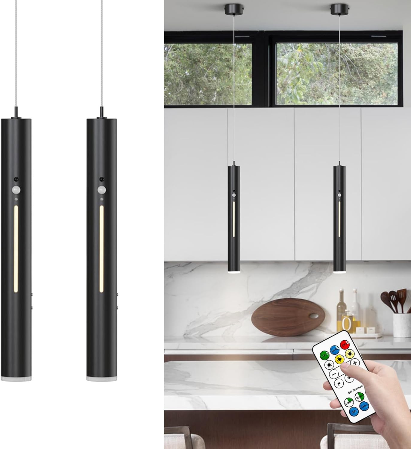 Rechargeable Pendant Light,Battery Operated Hanging Light with Remote,Wireless M gallery