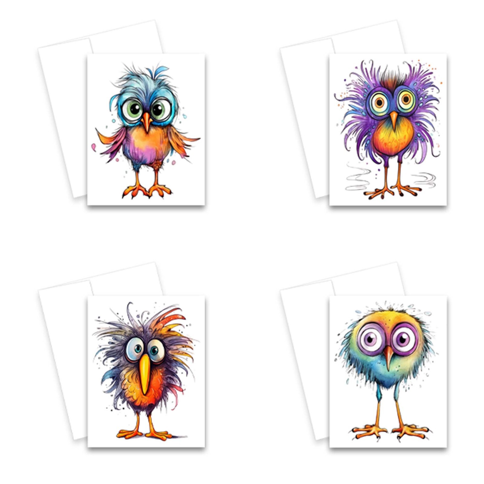 12 Assorted All Occasion Greeting Cards Blank with Envelopes - Funny Birds gallery
