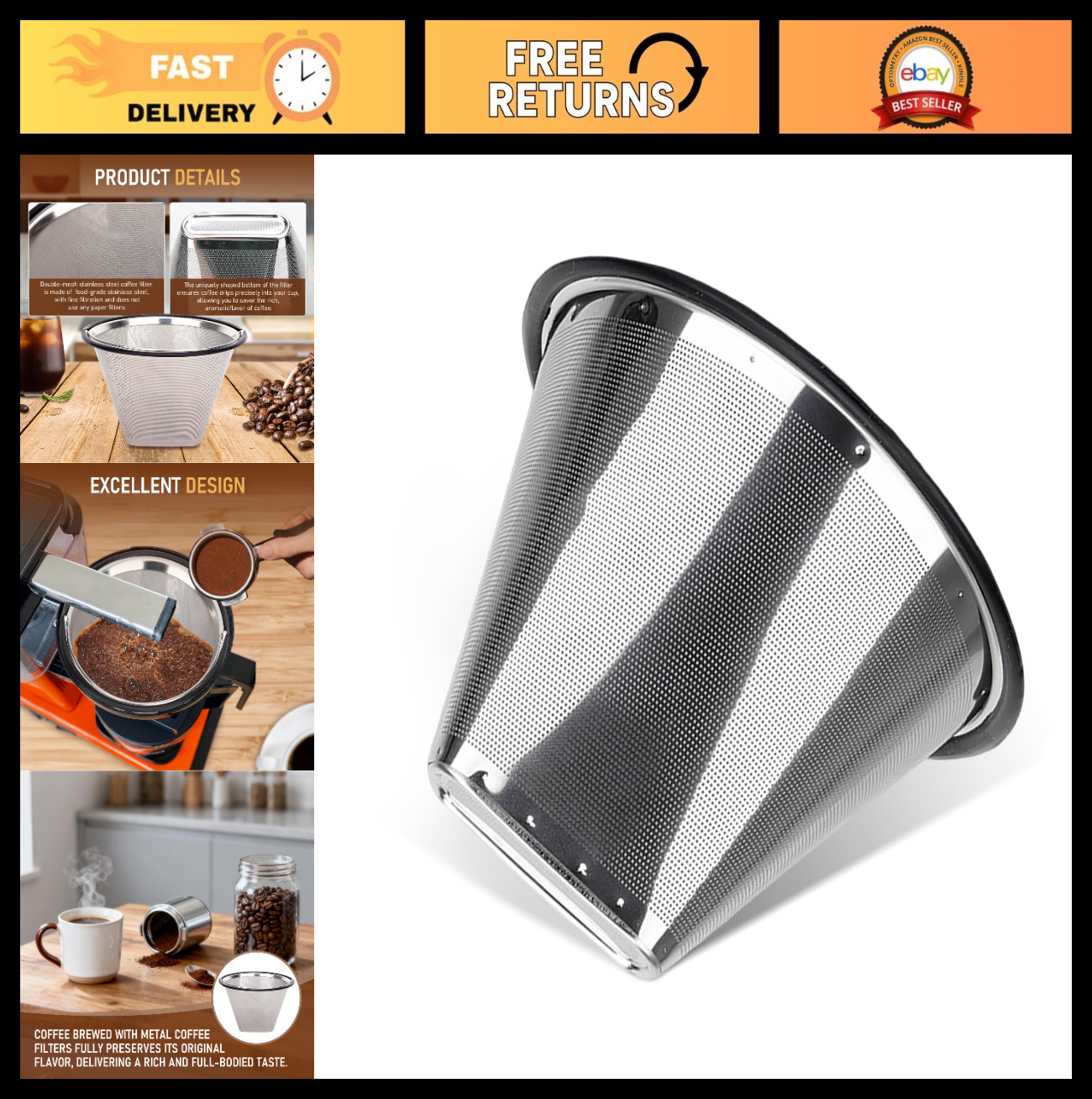 Durable Reusable Coffee Filter for Moccamaster KBGV KBT - Stainless Steel Metal gallery
