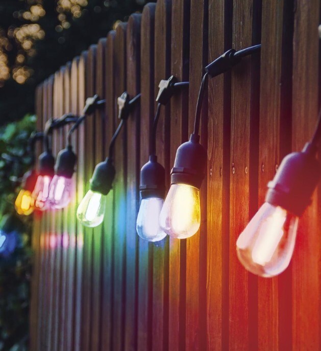 Zone 24' Outdoor String Lights 12 Sockets RGB Color Changing Warm White LED Bulb gallery