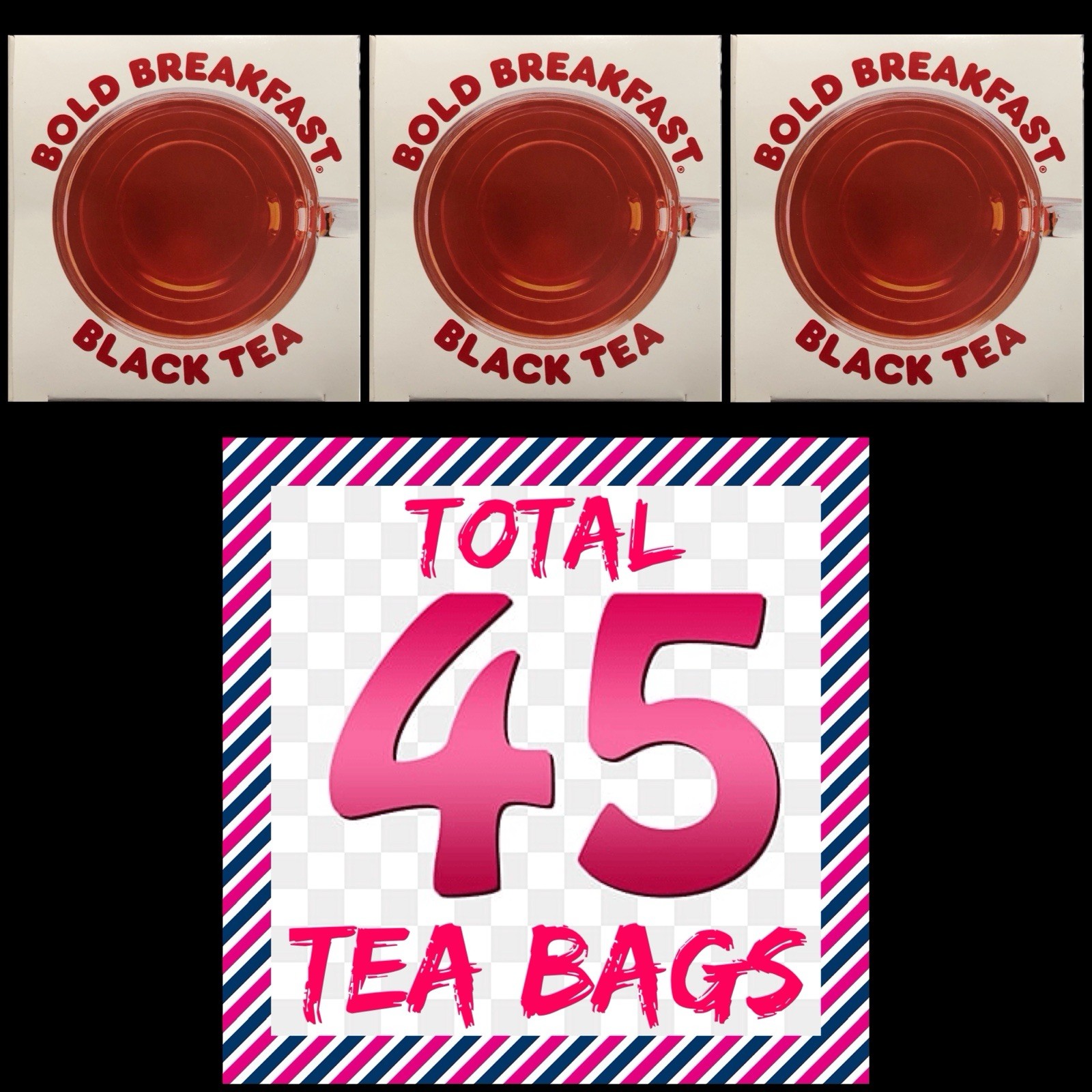 Dunkin Tea Bold Breakfast Black Tea 3 BOX Total 45 Tea Bags. NW 1.6 OZ Each Box gallery