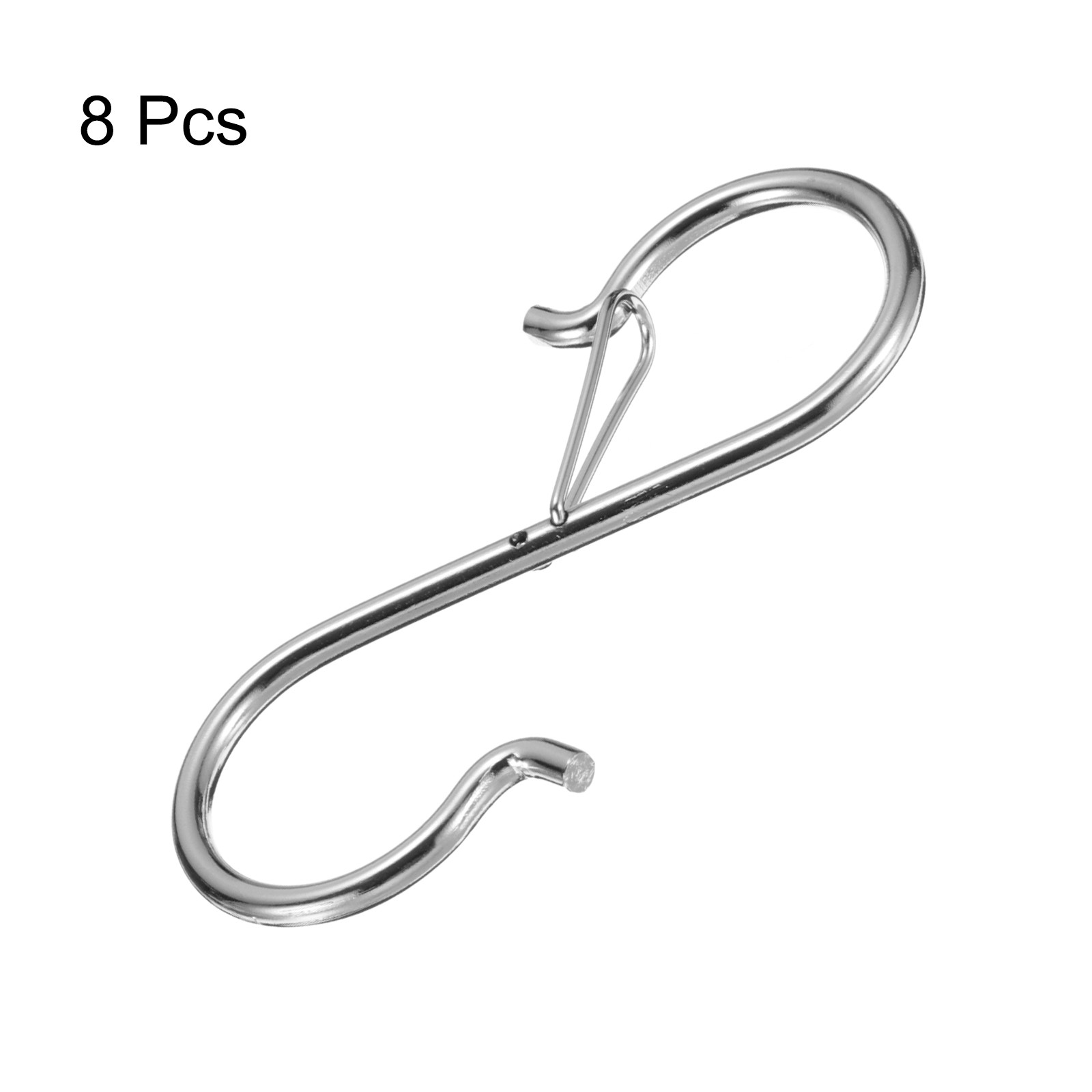 8pcs S Hooks 3.5 Inch S-shaped Hook with Safety Buckle for Hanging Silver gallery