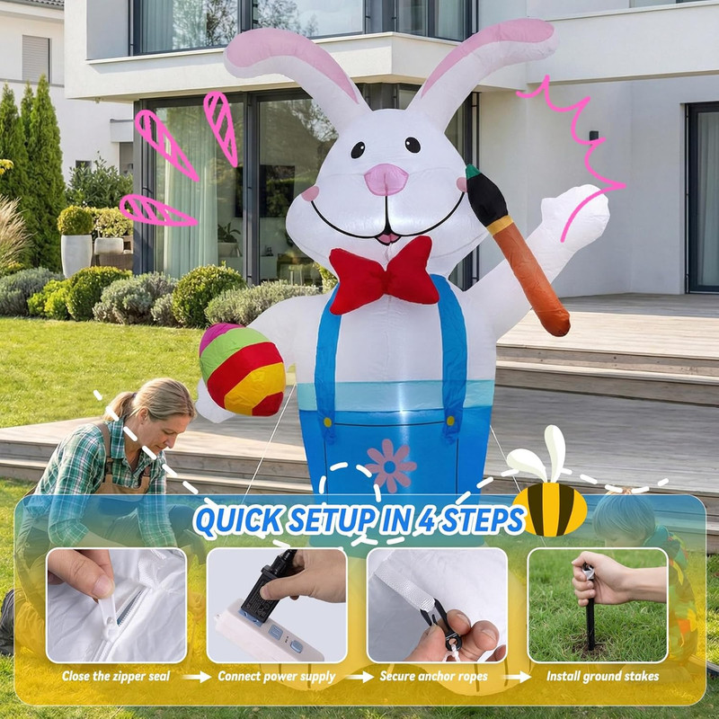 Easter Outdoor Decorations 210T Easter Inflatables Outdoor Decoration Built-In L gallery