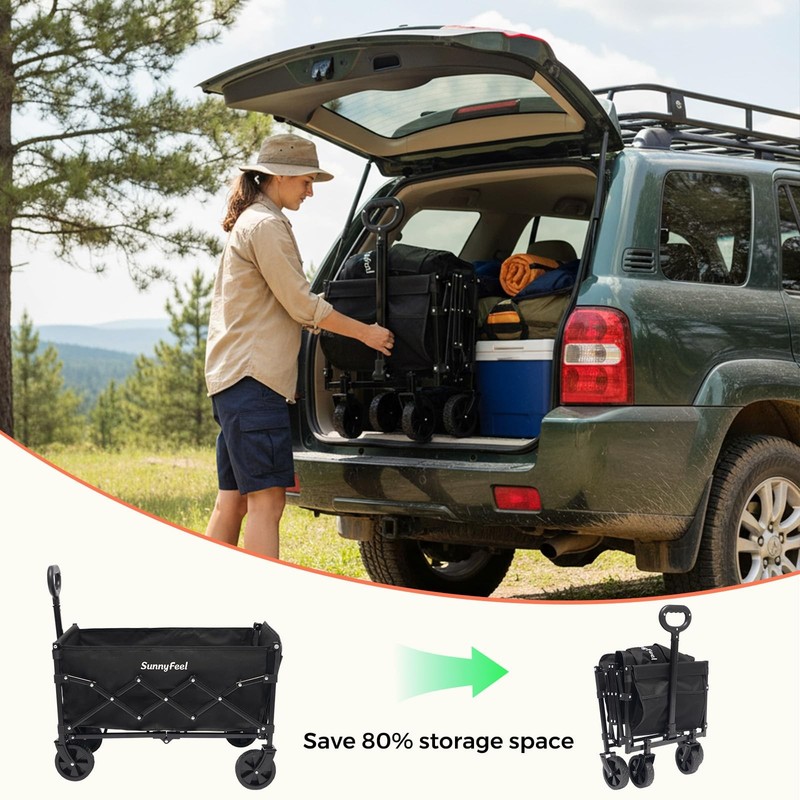 330lbs Wagons Carts Foldable with Extended Tailgate,Heavy Duty Collapsible Fo... gallery