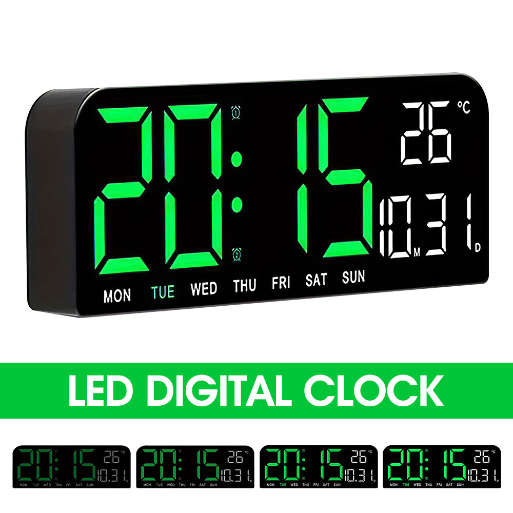 10" Digital Wall Clock Large Display with Auto-Dimming Date/Week/Temperature gallery