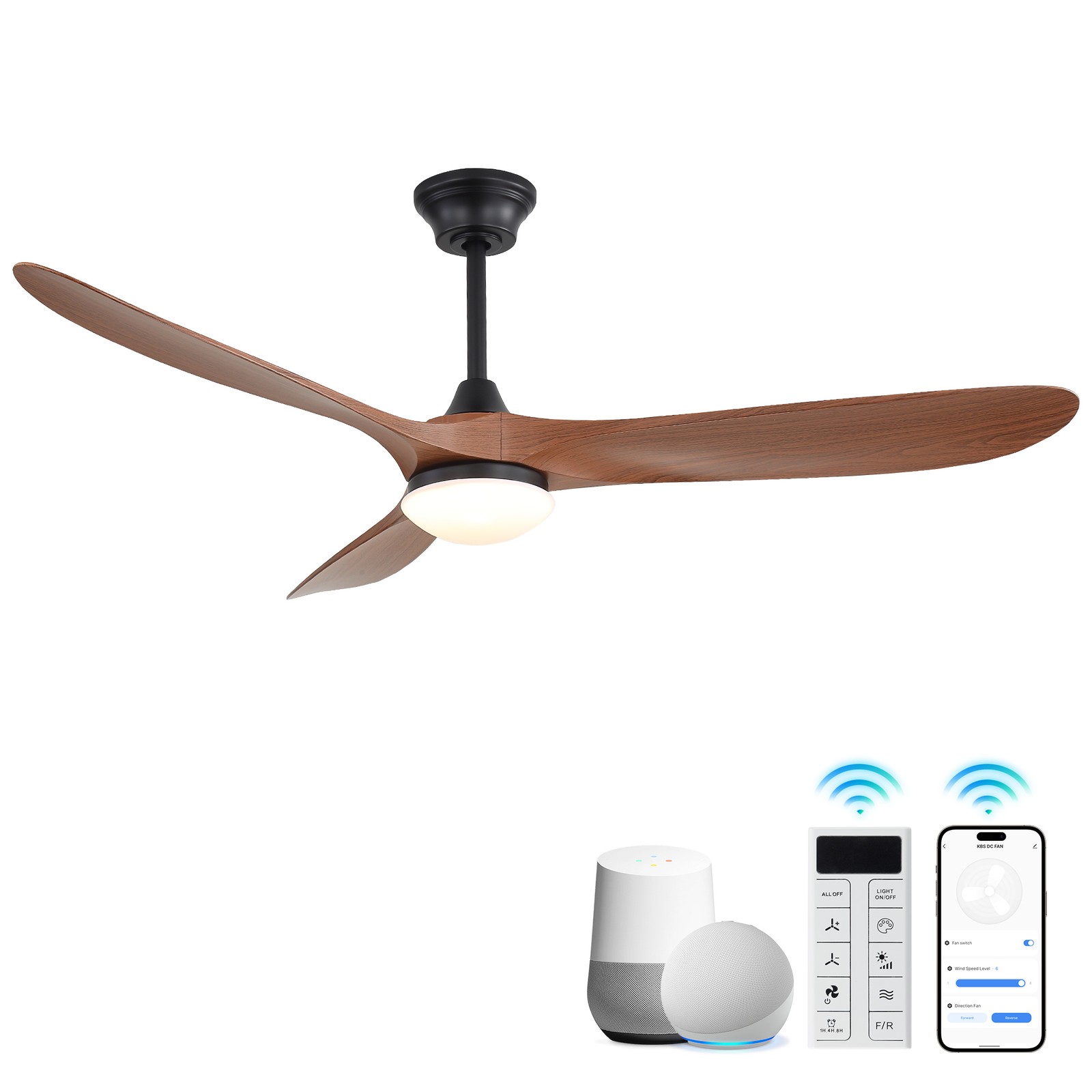 60inch Work with Smart Life Ceiling Fan with Dimmable LED Light Google Assistant gallery