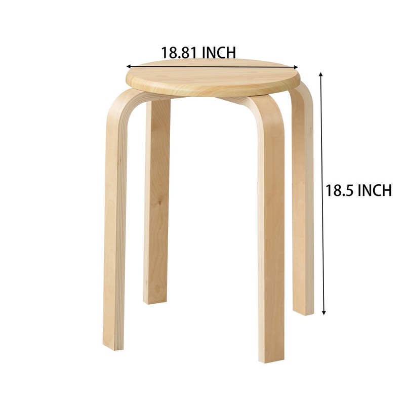 Set of 4 Stackable Stools, Stackable Bentwood Stools, Round Backless Chairs gallery