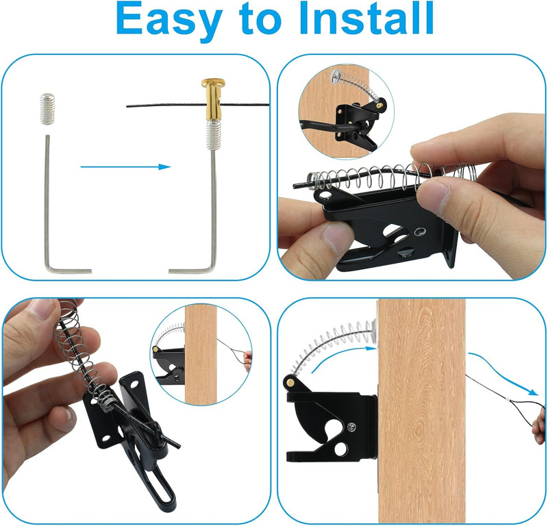 Gate Latch Cable Pull, Adjustable Gate Latch Spring Release Cable, Black Pull gallery