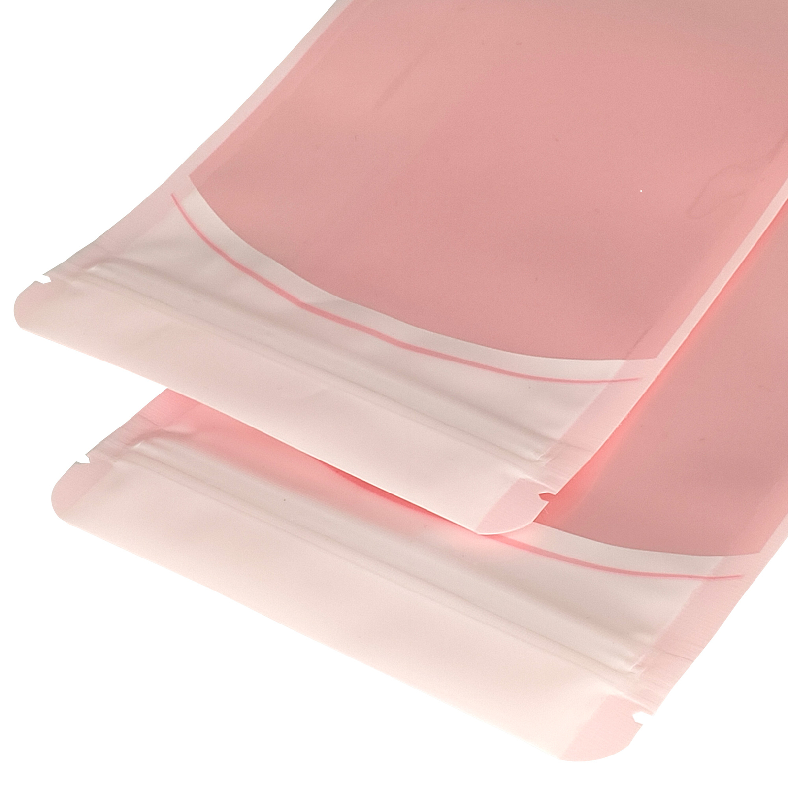 100/200/500 Clear & Pink Flat Resealable Food Packaging Bags with Tear Notch gallery