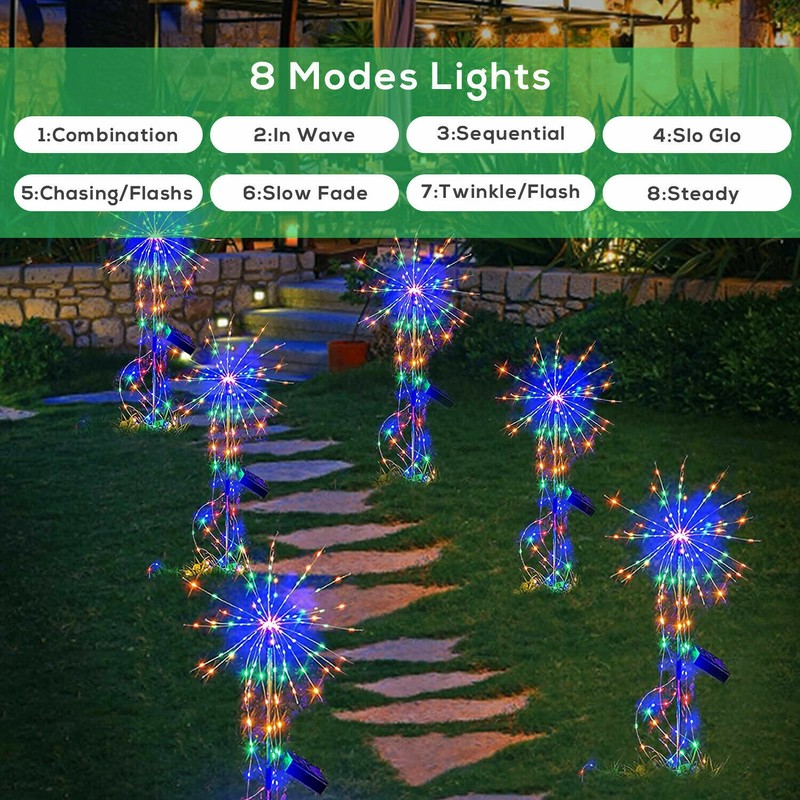 100-200LED Solar Firework Light string Outdoor Waterproof Path Lawn Garden Decor gallery
