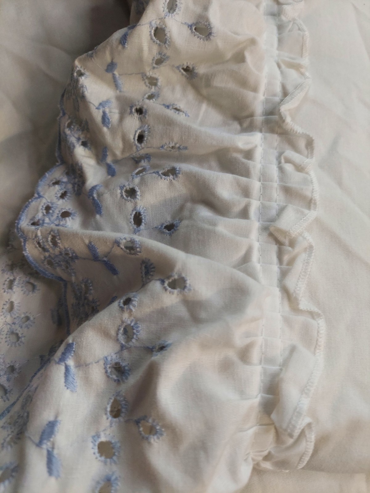 Vintage Ruffled Curtains 4 Panel 80x44in Eyelet Embroidery Cottagecore Cotton gallery