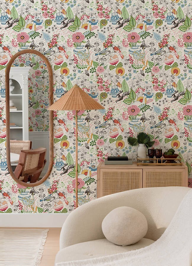 Folklore A Street Whimsy Multicolor Fauna White Background 2821-12801 SCH12801 gallery