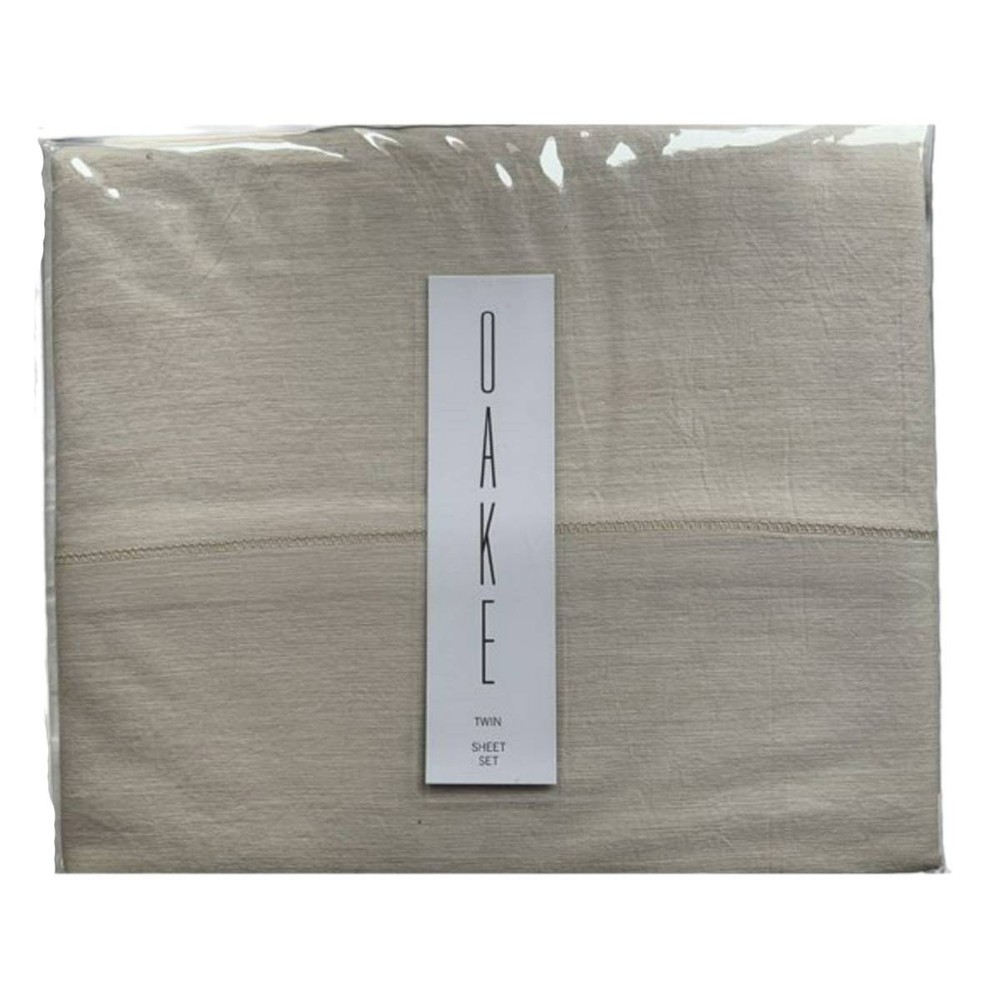 Oake Yarn Dye Twin Flat Sheet Set, Beige