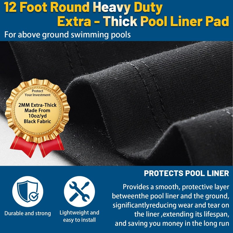 12 Round Pool Liner Pad, Above Ground Pool Padding, Ground Cloth Underlayment gallery