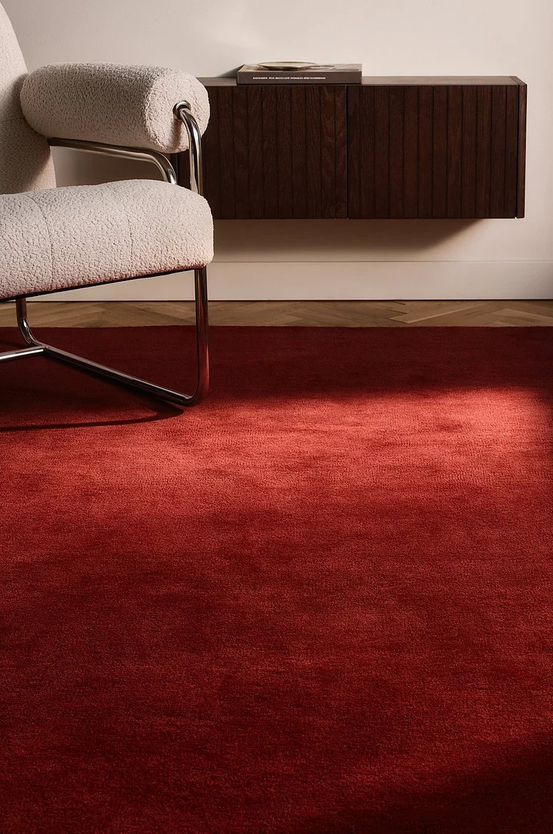 Red Solid Color Hand Tufted Area Rug 8x10 ft for Dining Room and Bedroom Carpet gallery