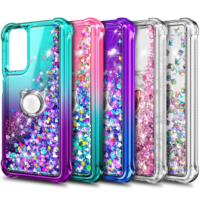 For Motorola Moto g PLAY 2024 Glitter Ring Phone Case + Tempered Glass & Lanyard