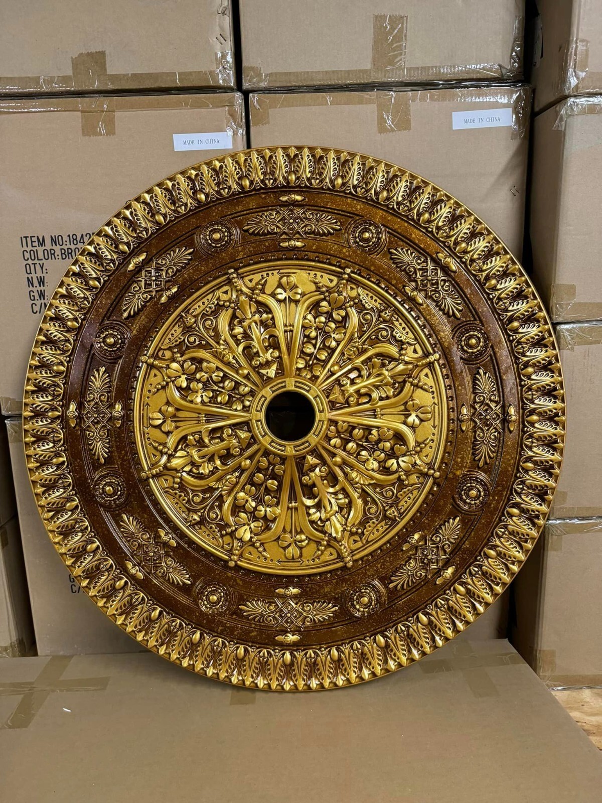 38" Round Chandelier Ceiling Medallion Gold Tuscany Foyer Dining Room Bedroom gallery