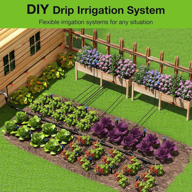 Upgraded Drip Irrigation Kit: Automatic Watering with 26ft Main Tube & 75ft Hose gallery