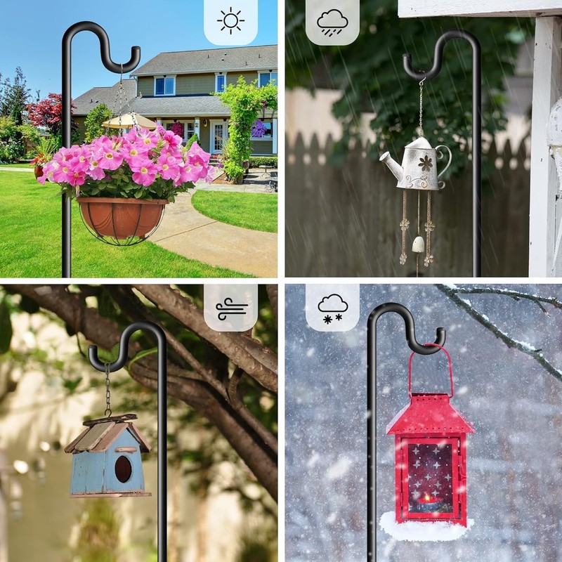 60" Adjustable Shepherds Hooks for Outdoor Bird Feeder Pole 5 Prong Base 2 PACK gallery