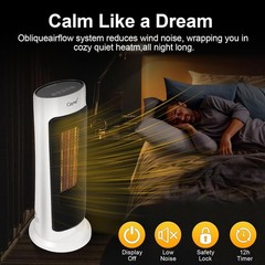 Oscillating Portable Ceramic Tower Heater 1500W Digital Thermostat 12Hour Timer