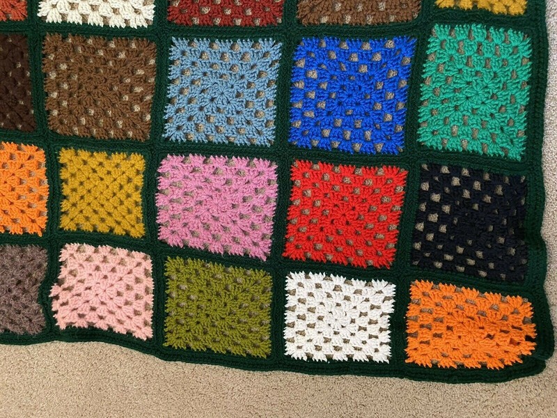 Granny Square Handmade Sofa Throw Afghan Jewel Tone Couch Crochet Fall Autumn gallery