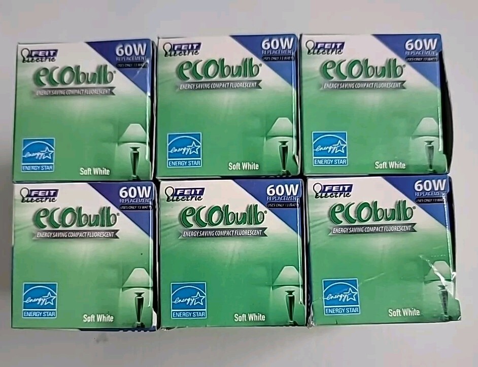 (6) Feit Electric Ecobulb Plus 60W White Twist CFL 120V Replacement Light Bulb gallery