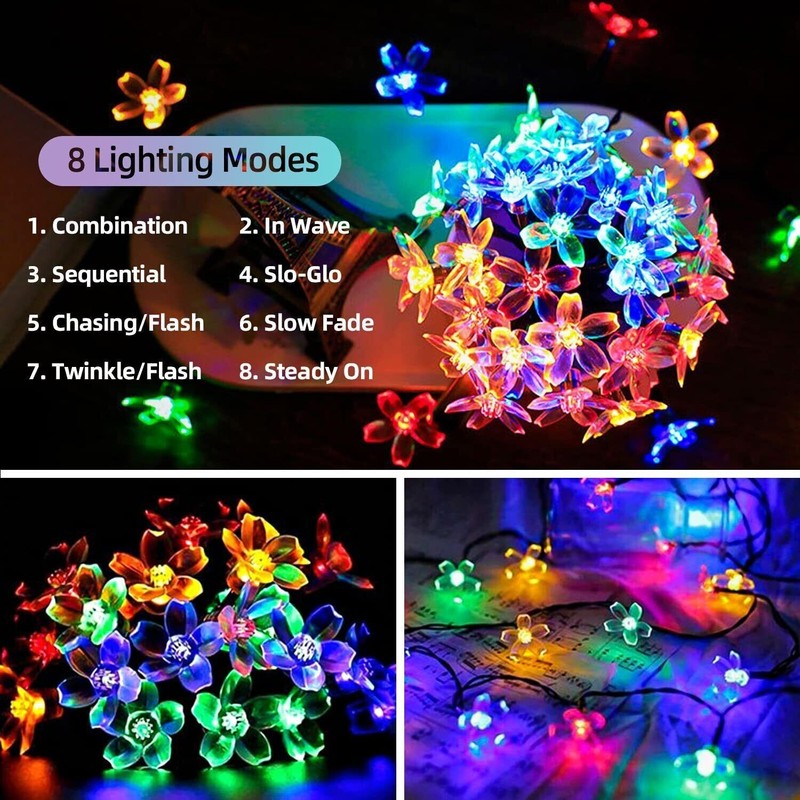 Solar String Flower Lights Outdoor Waterproof Fairy Light Decorations For Garden gallery