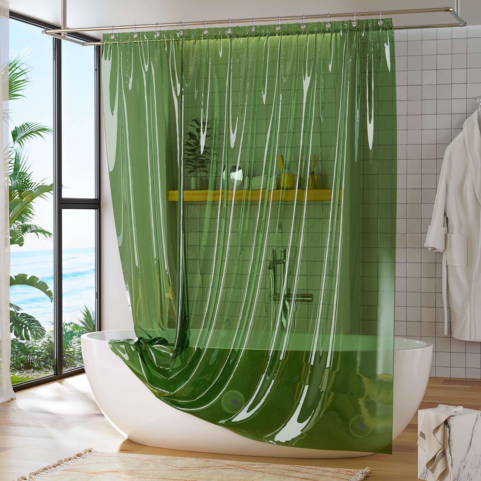 Shower Curtain Liner, Plastic Shower Liner PEVA 72 x 72 Lightweight Waterproo... gallery