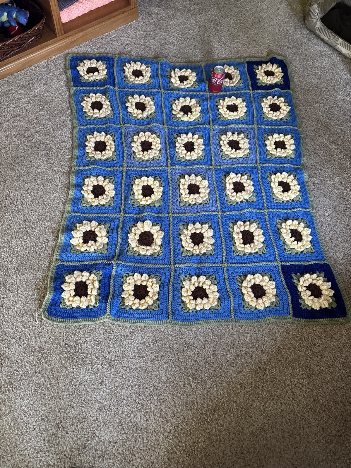 3’ X 4’ Crocheted Throw Featuring 3-D Flowers gallery