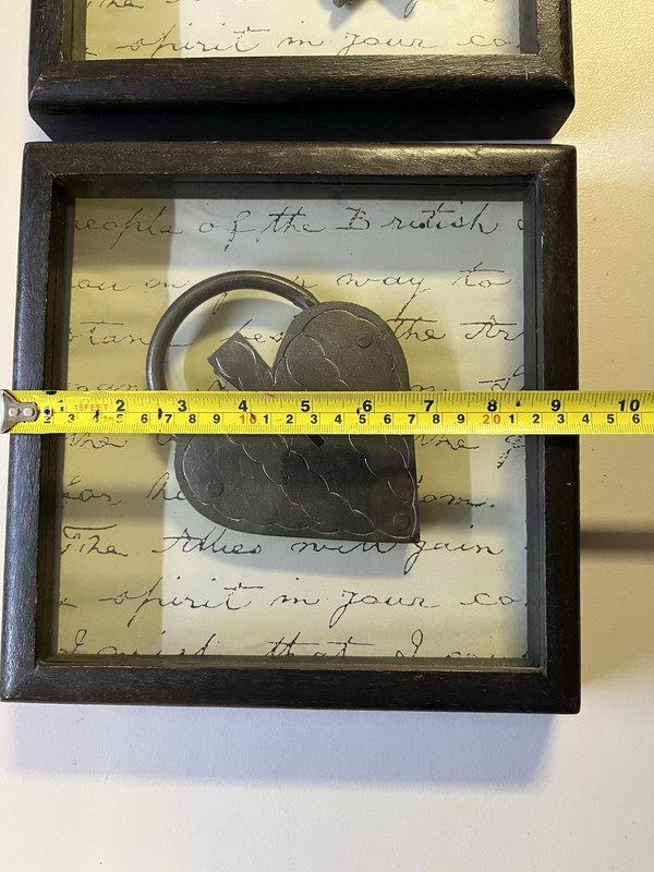 2 Shadow Box Frames Heart Lock And Key Approximately 9 1/2 x 9 1/2 Inches gallery
