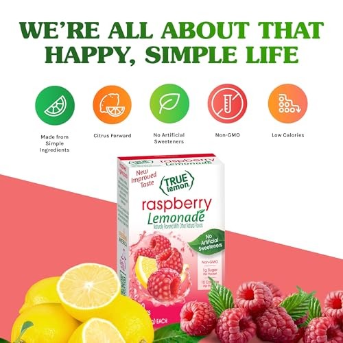 True Lemon Raspberry Lemonade Drink Mix 3.17 Ounce Pack Low Calorie Hydration gallery