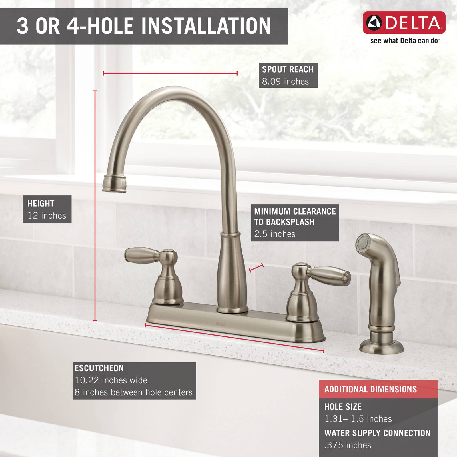 Delta Foundations Kitchen Faucet with Spray in Stainless-Certified Refurbished gallery